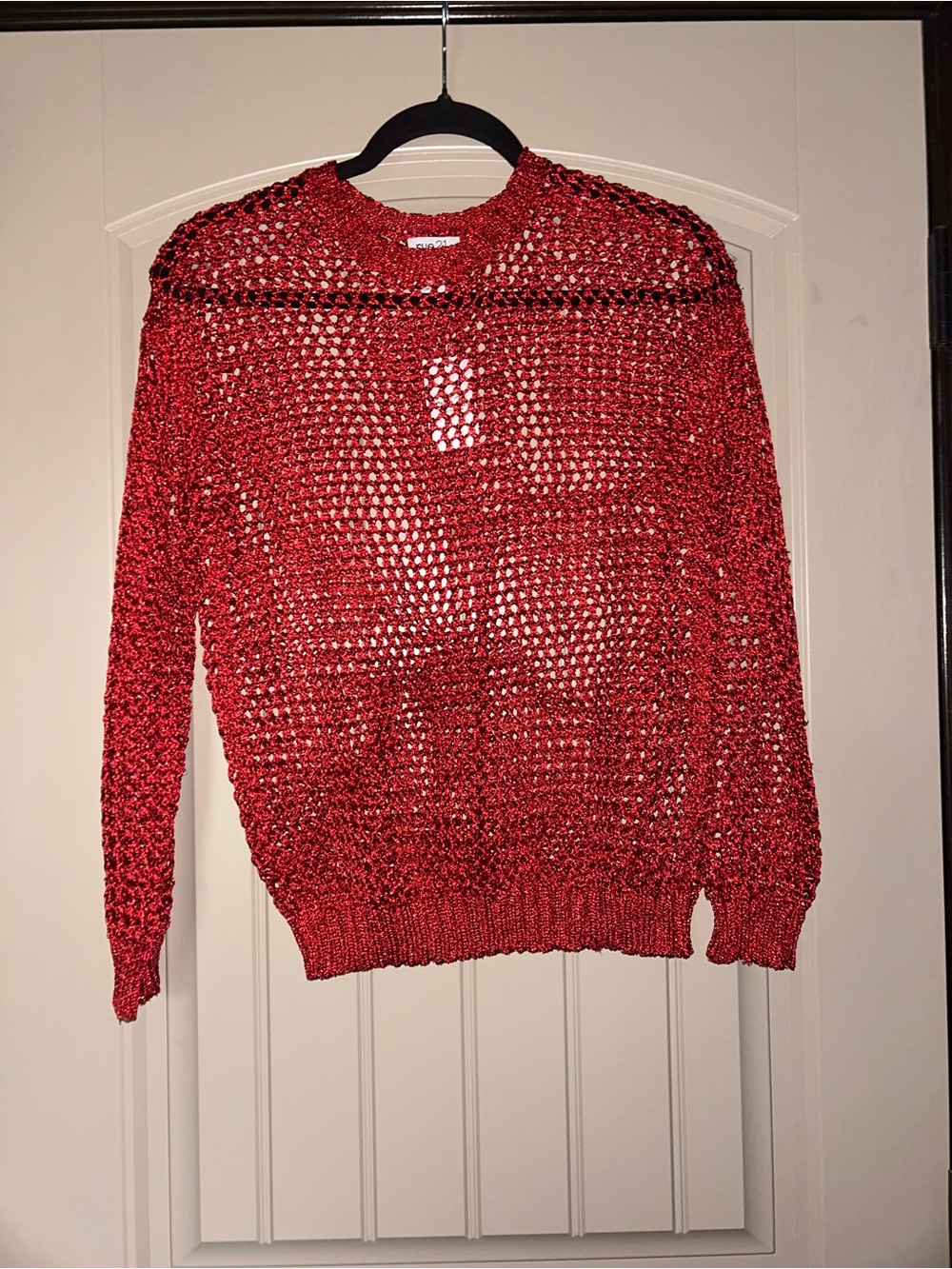 Rue21 Men’s Red Open-Weave Crewneck Sweater